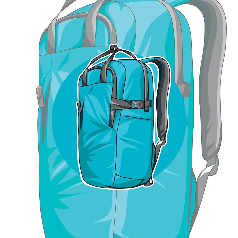 mochila azul. el diseño inusual de la mochila. accesorio vector