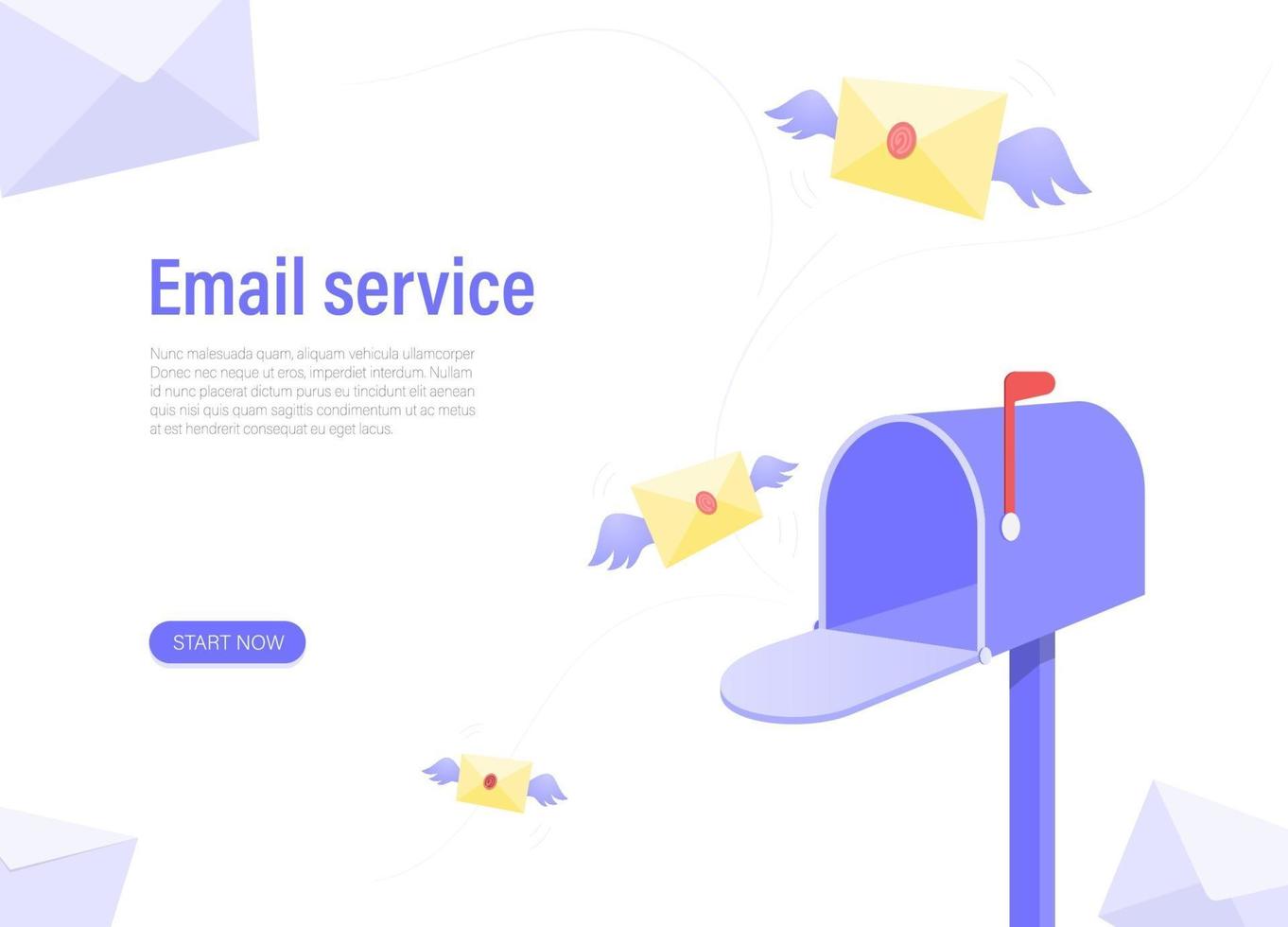 Email service. concept of mailbox layout for graphics design. Vector illustration