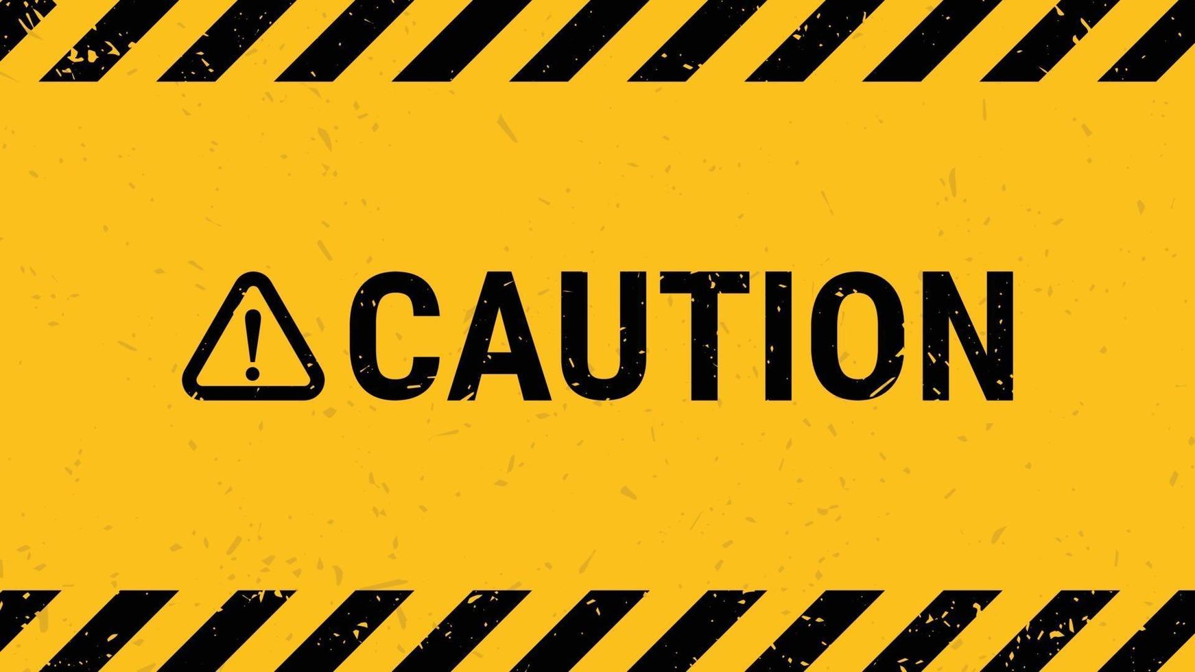 Caution sign with black yellow striped banner wall. Vector illustration