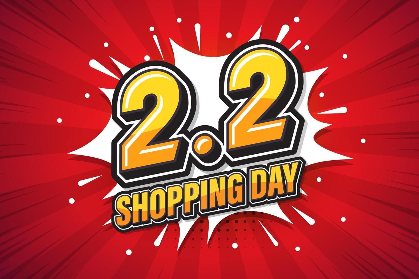 2.2 Shopping day font expression pop art comic speech bubble. Vector illustration