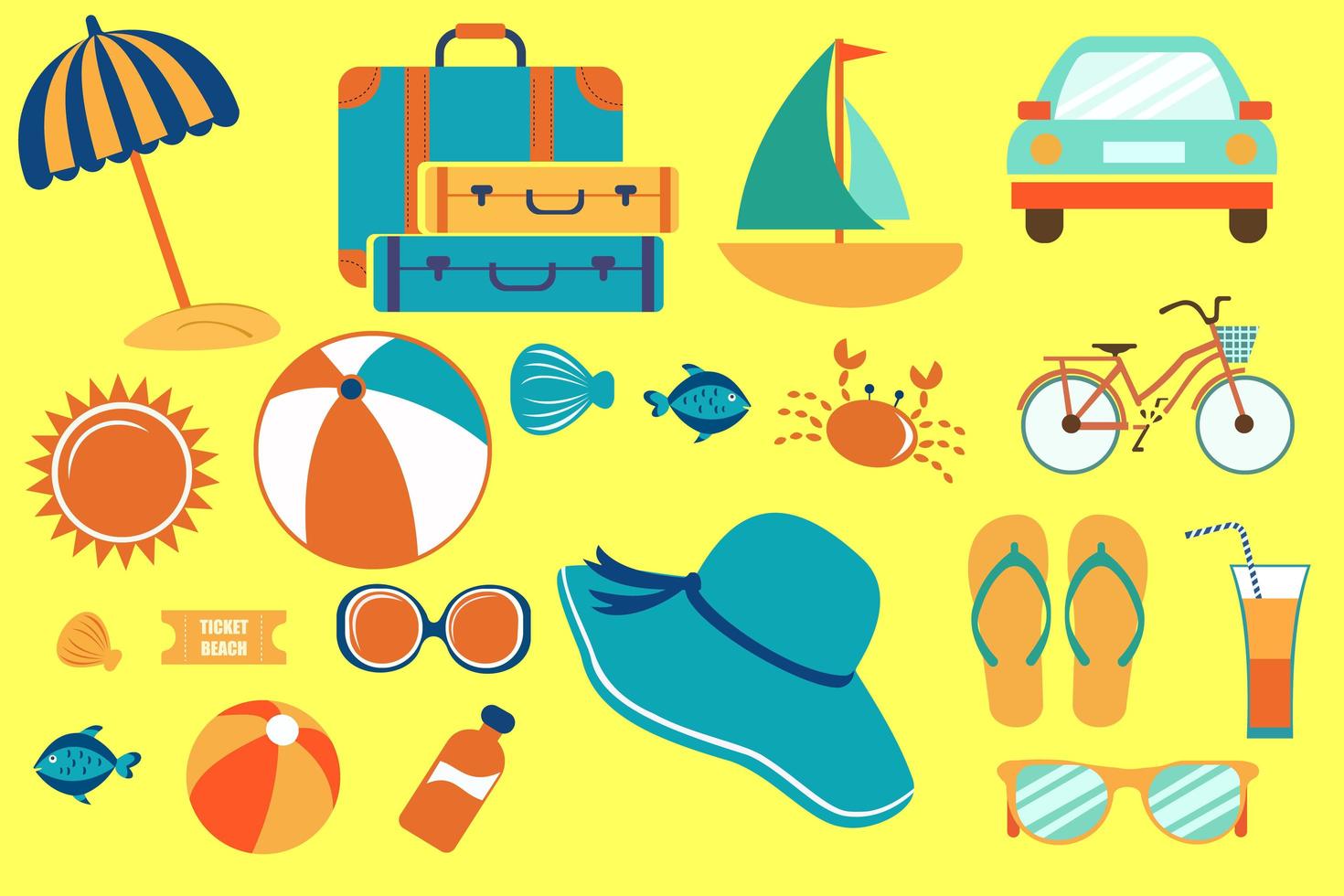 Set of summer icons vector