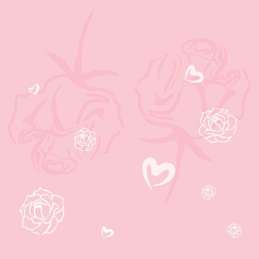 Heart and roses on a pink background for Valentine's Day. vector