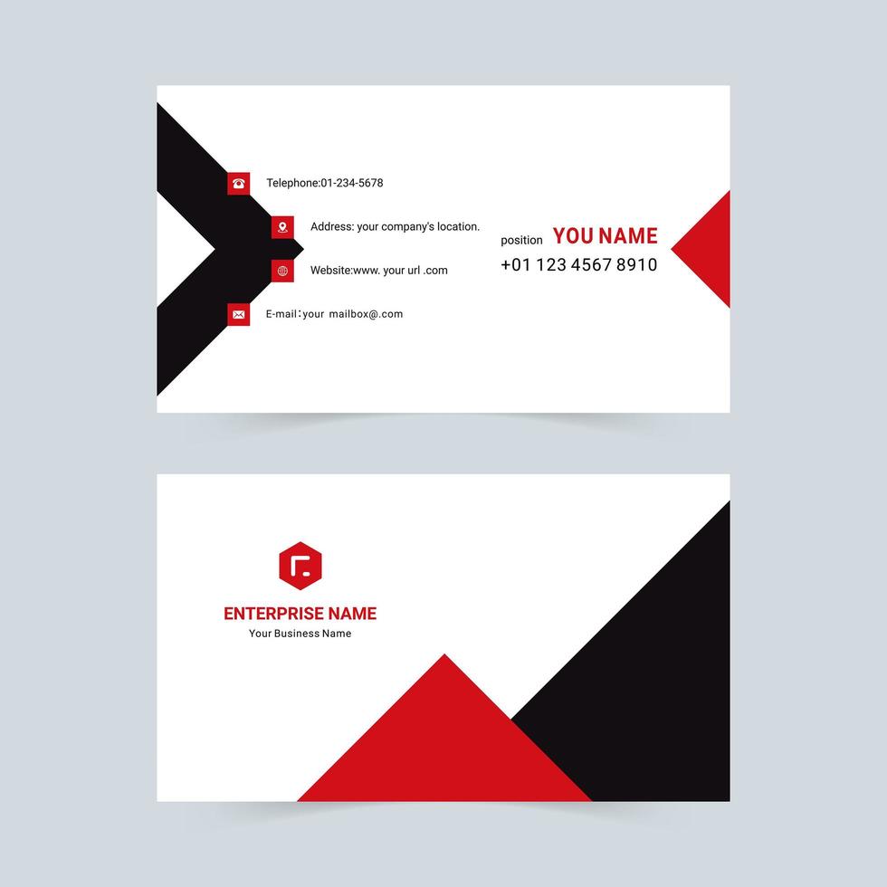 Red, black triangle business card vector