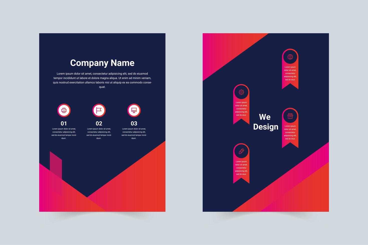 Gradient pink, purple company flyer template vector