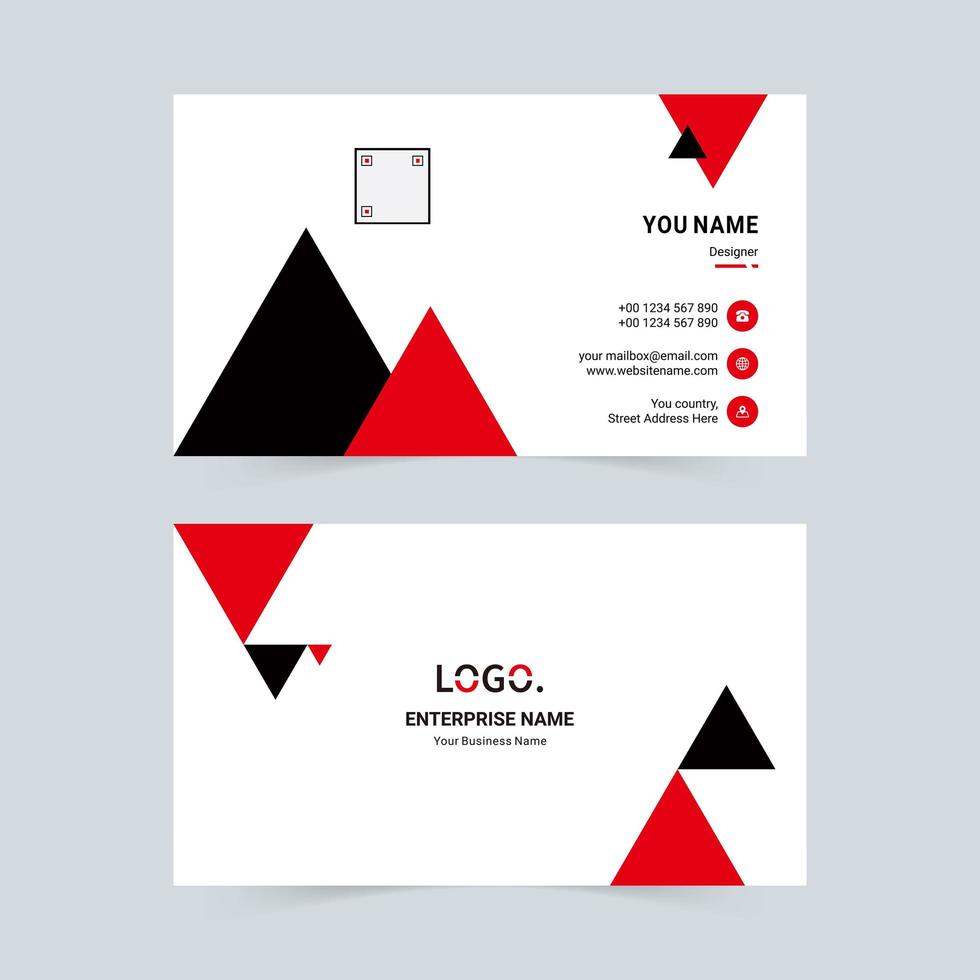 Triangle black, red simple company business card vector