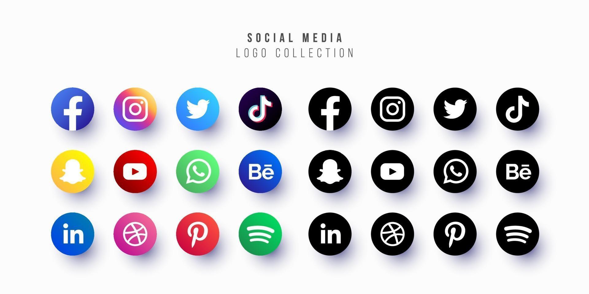 colección de logotipos de redes sociales diseño vectorial libre editable eps 10 redimensionable vector