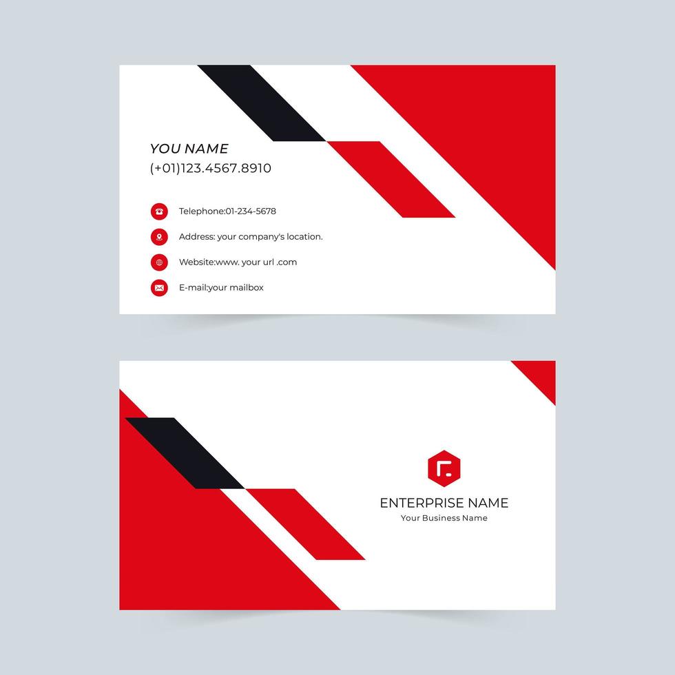 Red, black company business card vector