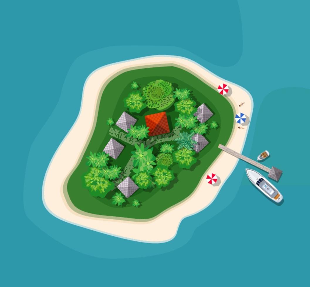 Island paradise view from above. vector