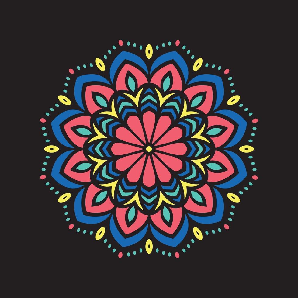 mandala floral colorido vector