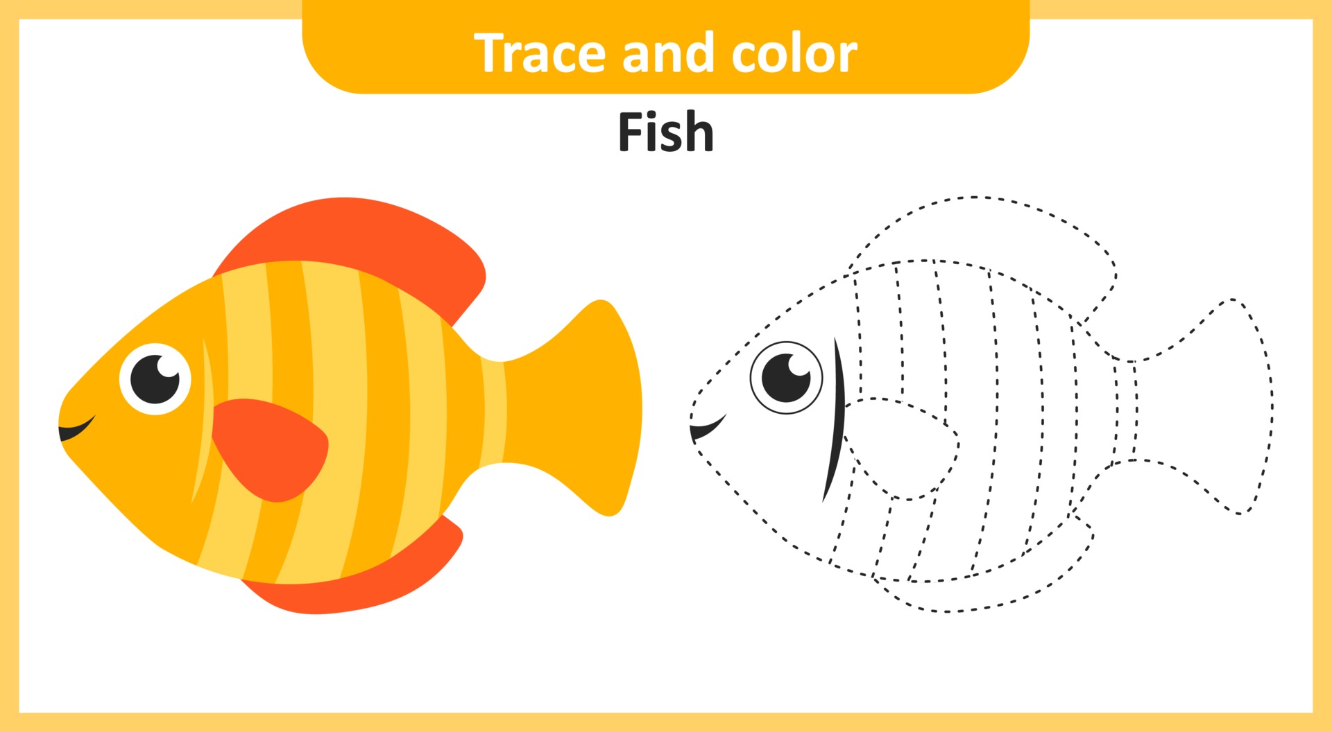Trace and color fish vector art icons and graphics for free download
