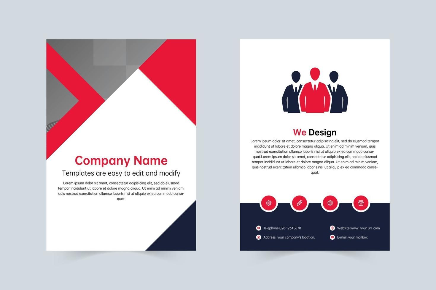 Company red, navy enterprise simple leaflet vector