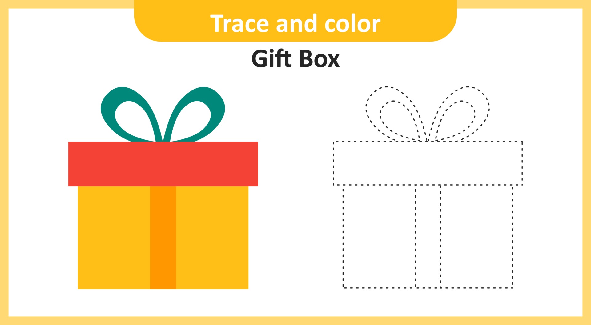 Trace and Color Gift Box 2007015 Vector Art at Vecteezy