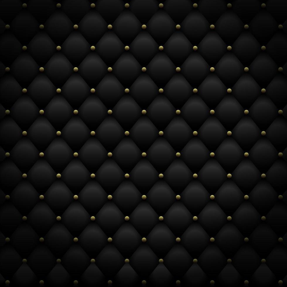 Black leather pattern with golden metal. Luxury background. Vector illustration