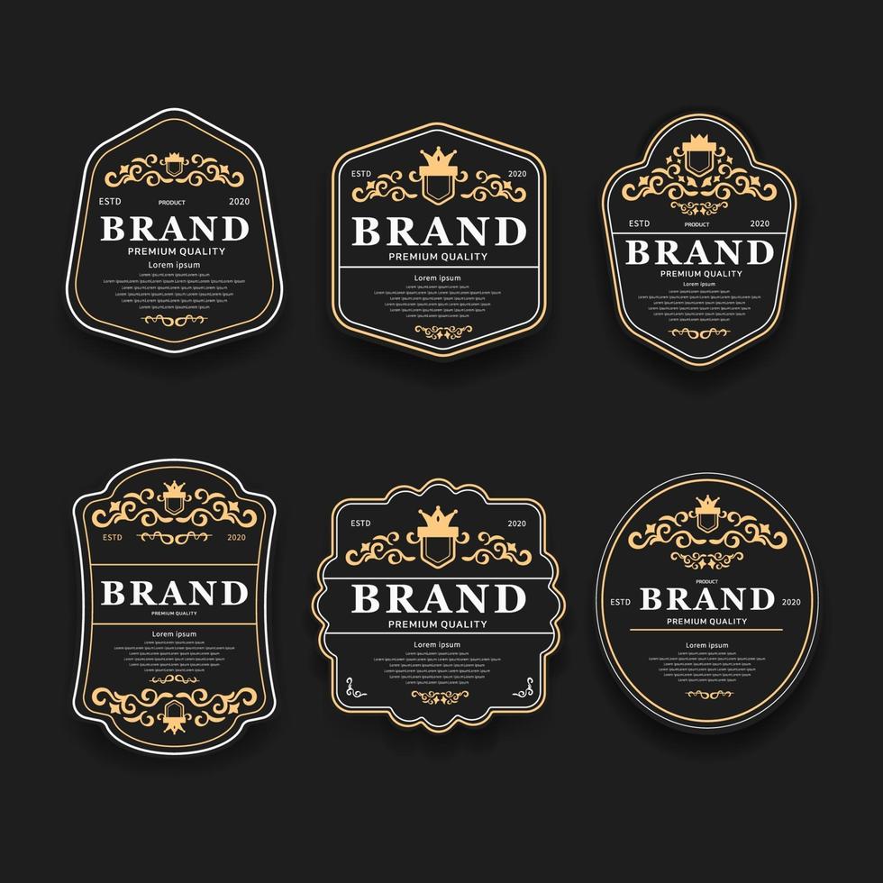 Luxury golden and black premium quality best choice labels set isolated vector illustration