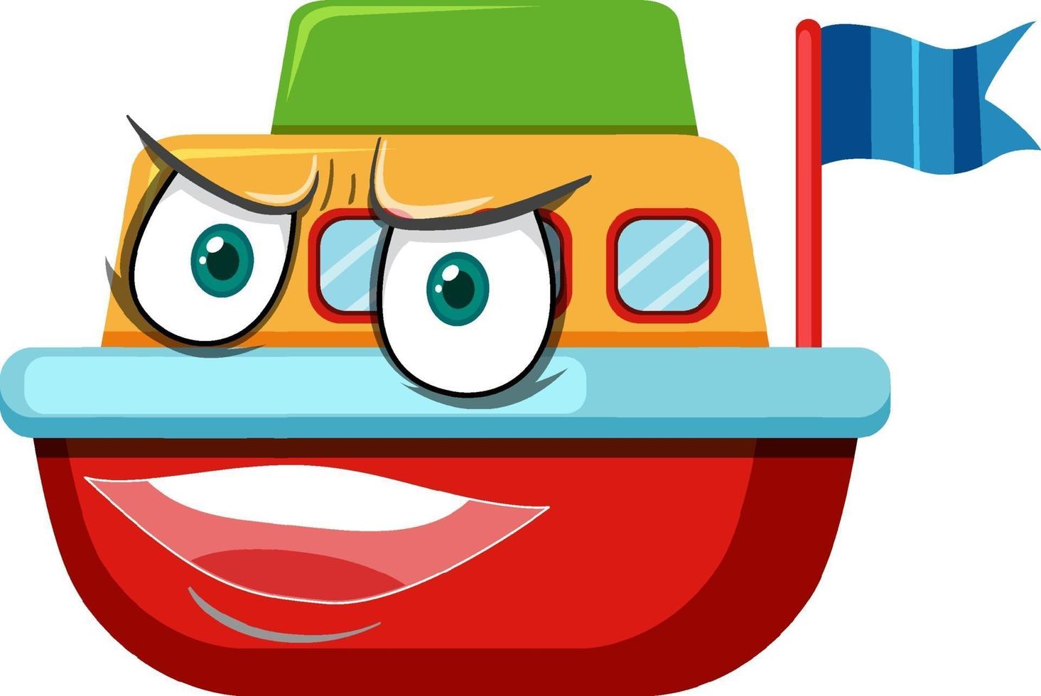 Boat toy cartoon character with facial expression vector