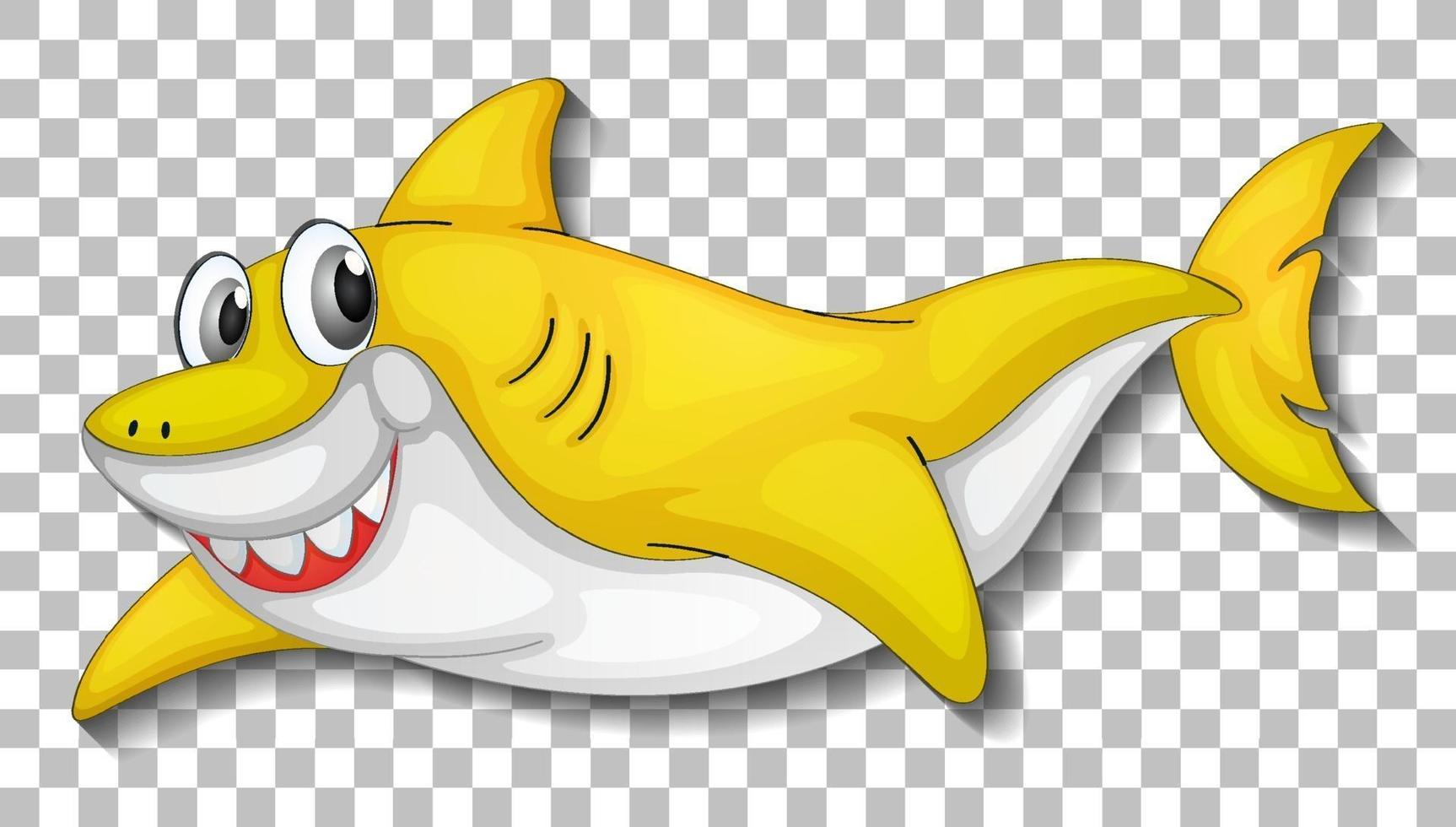 Smiling cute shark cartoon character isolated on transparent background vector