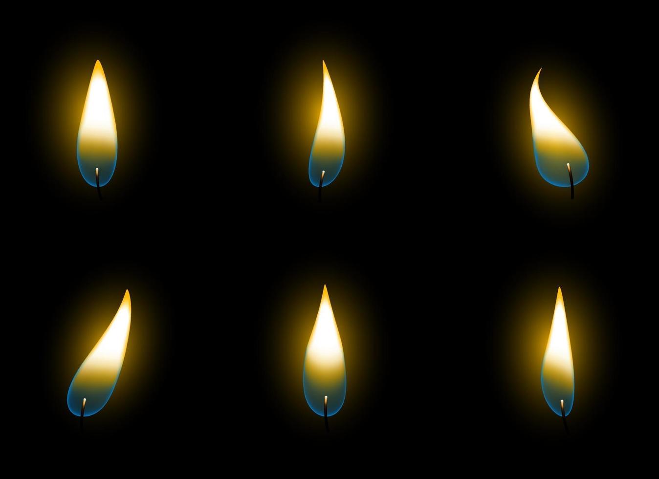 Candle flame vector design illustration isolated on black background