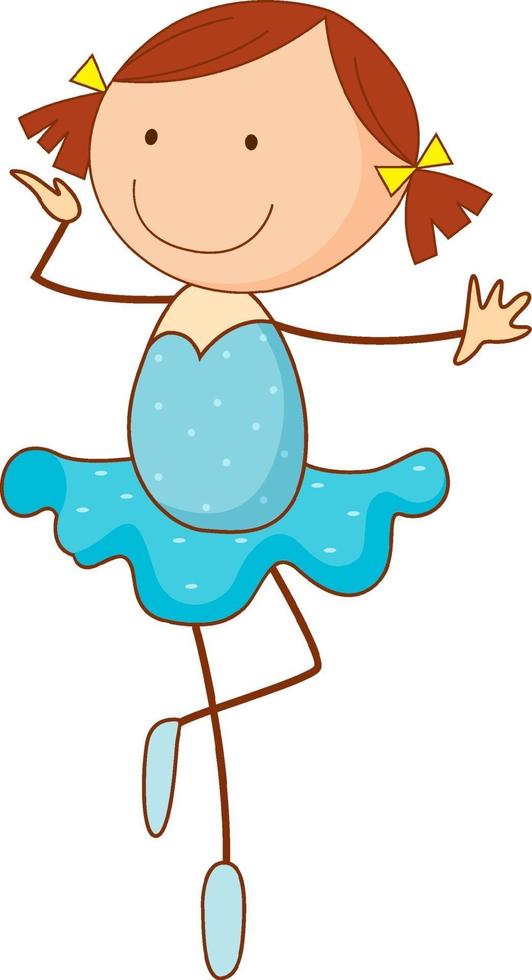 A doodle ballet dancer cartoon character isolated vector