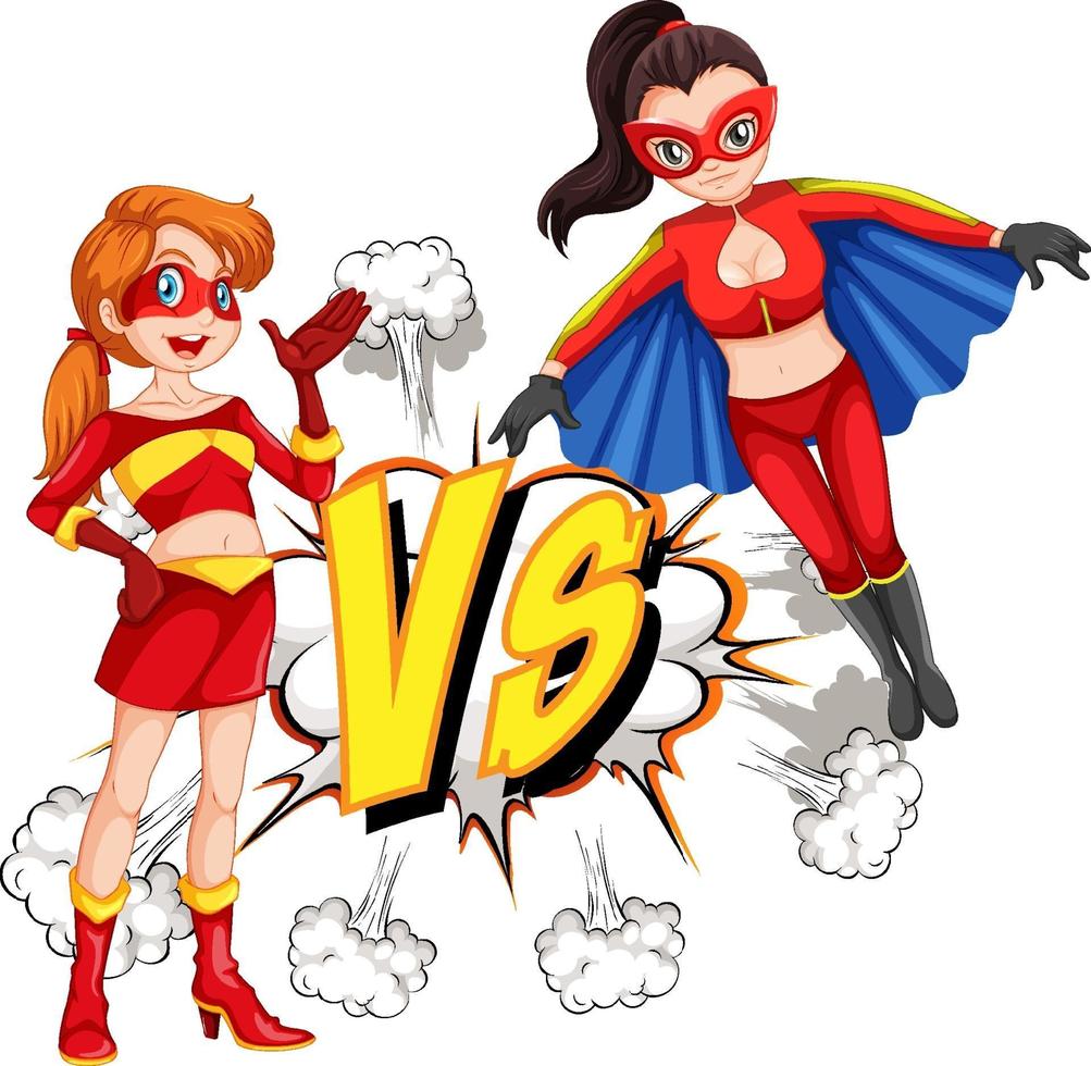 Two superheroes fighting each other vector