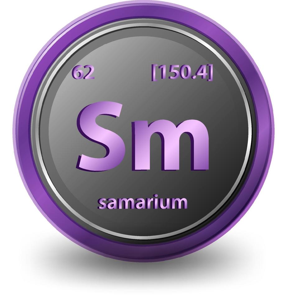 Samarium chemical element. Chemical symbol with atomic number and atomic mass. vector