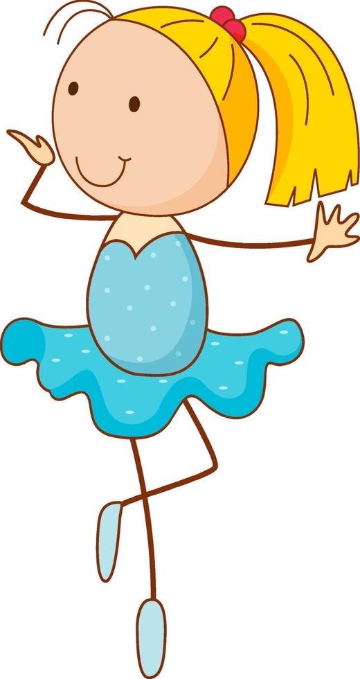 A girl cartoon character in doodle style isolated vector