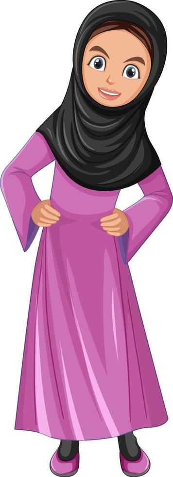 Cute muslim girl character vector