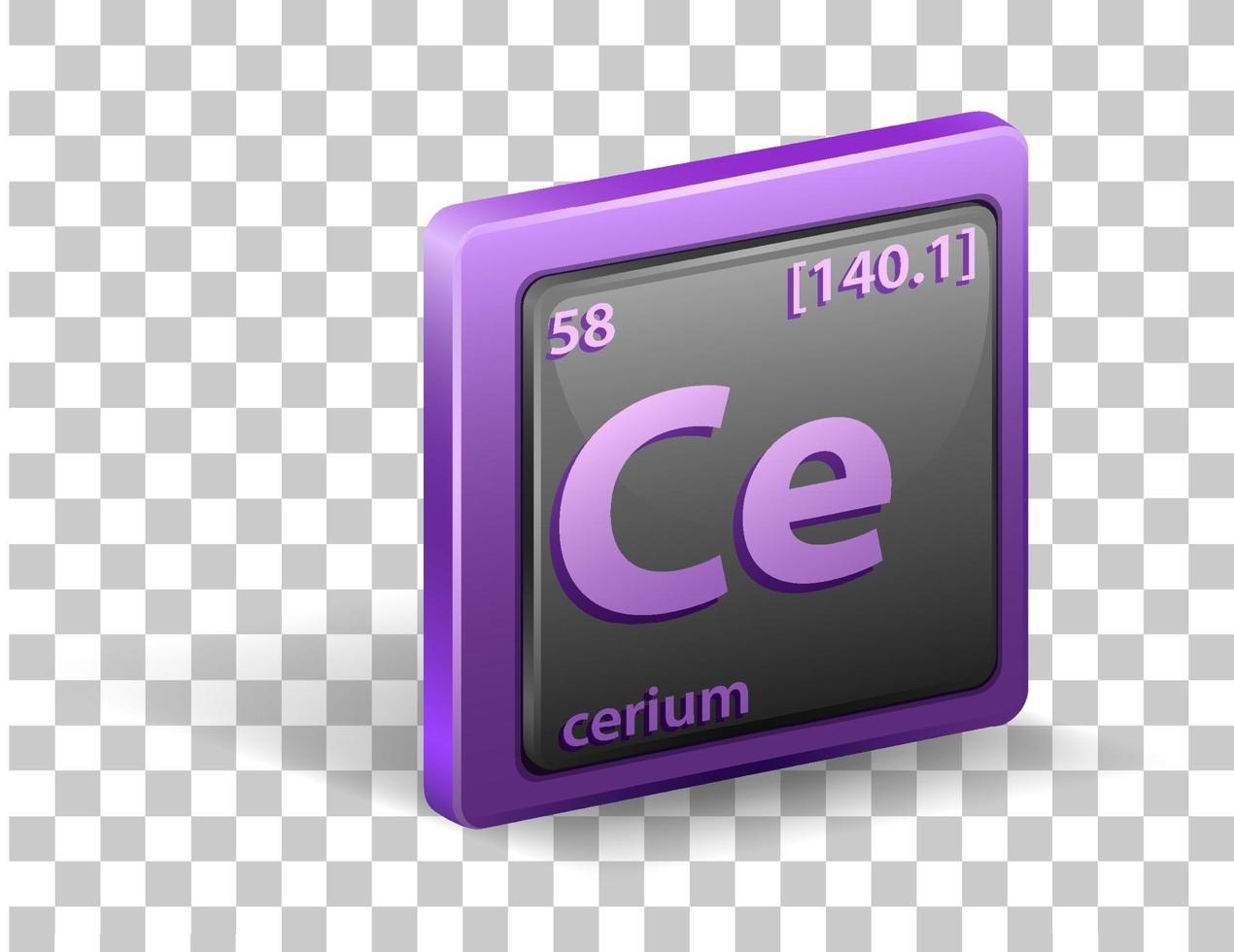 Cerium chemical element. Chemical symbol with atomic number and atomic mass. vector