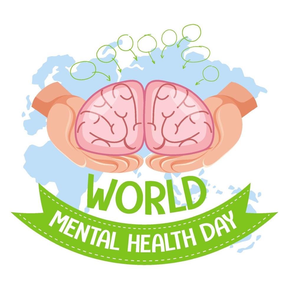 banner o logotipo del día mundial de la salud mental aislado sobre fondo blanco vector