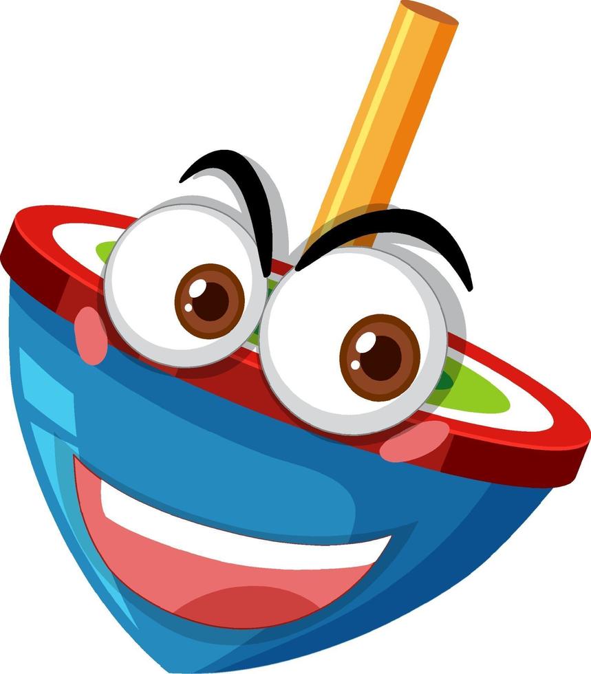 Spinning top cartoon character with facial expression vector