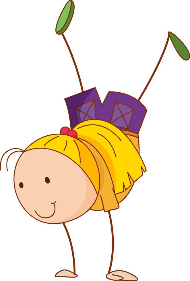 A girl cartoon character in doodle style isolated vector