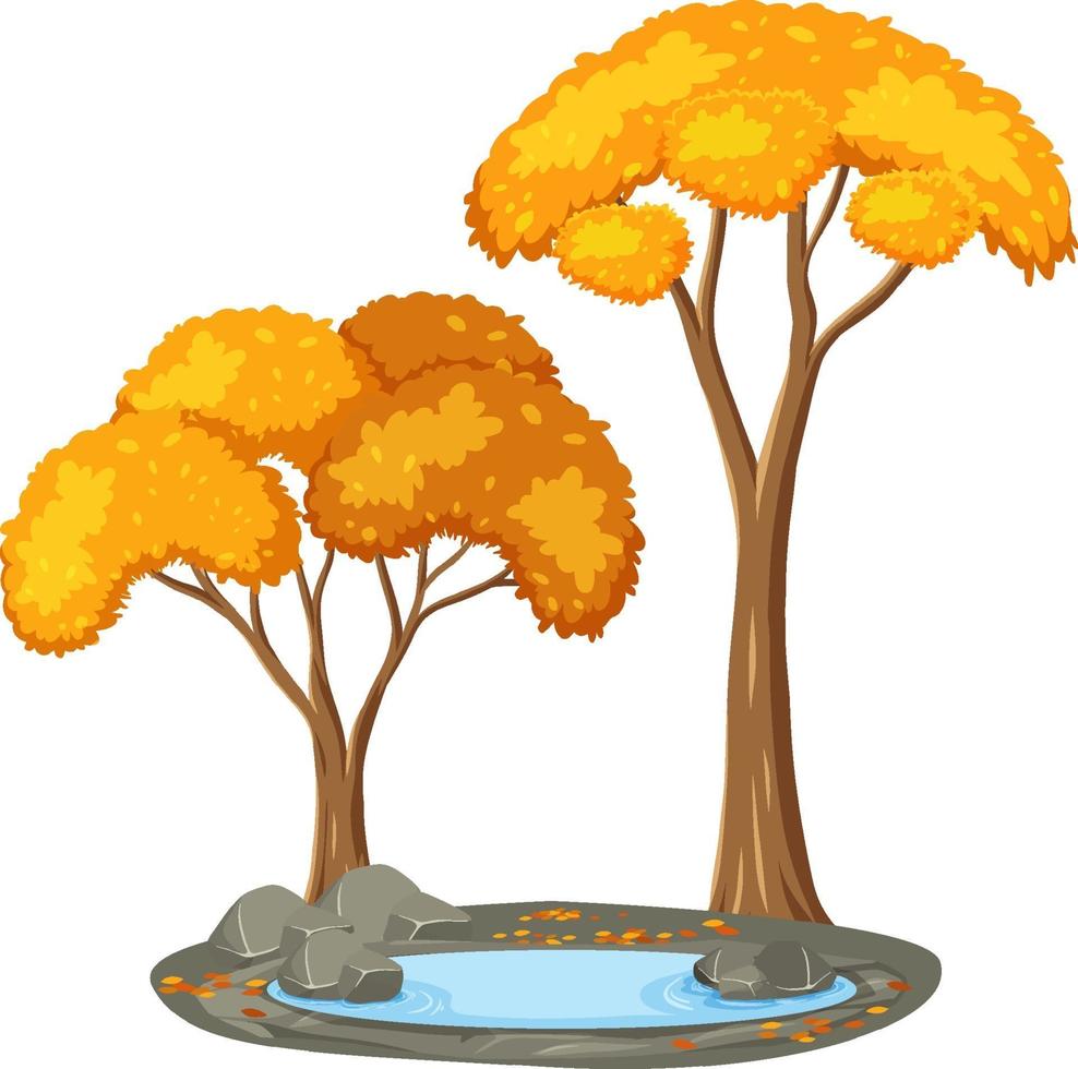 Árbol de otoño aislado sobre fondo blanco. vector