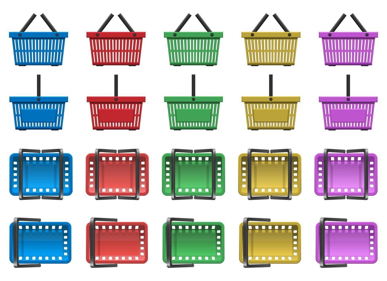 Conjunto de ilustración de diseño de vector de cesta de supermercado aislado sobre fondo blanco