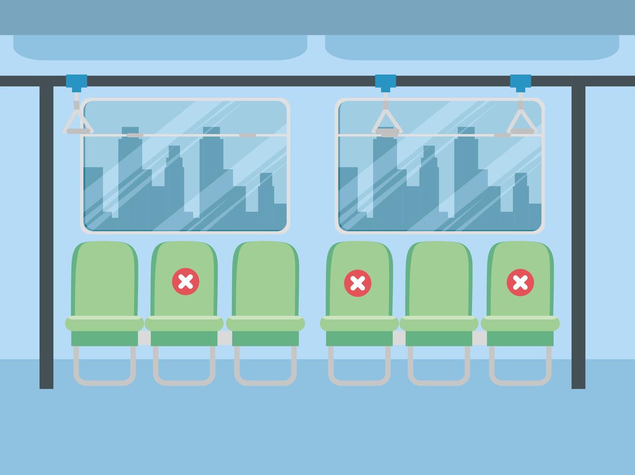 social distancing inside the public transportation during the coronavirus pandemic vector