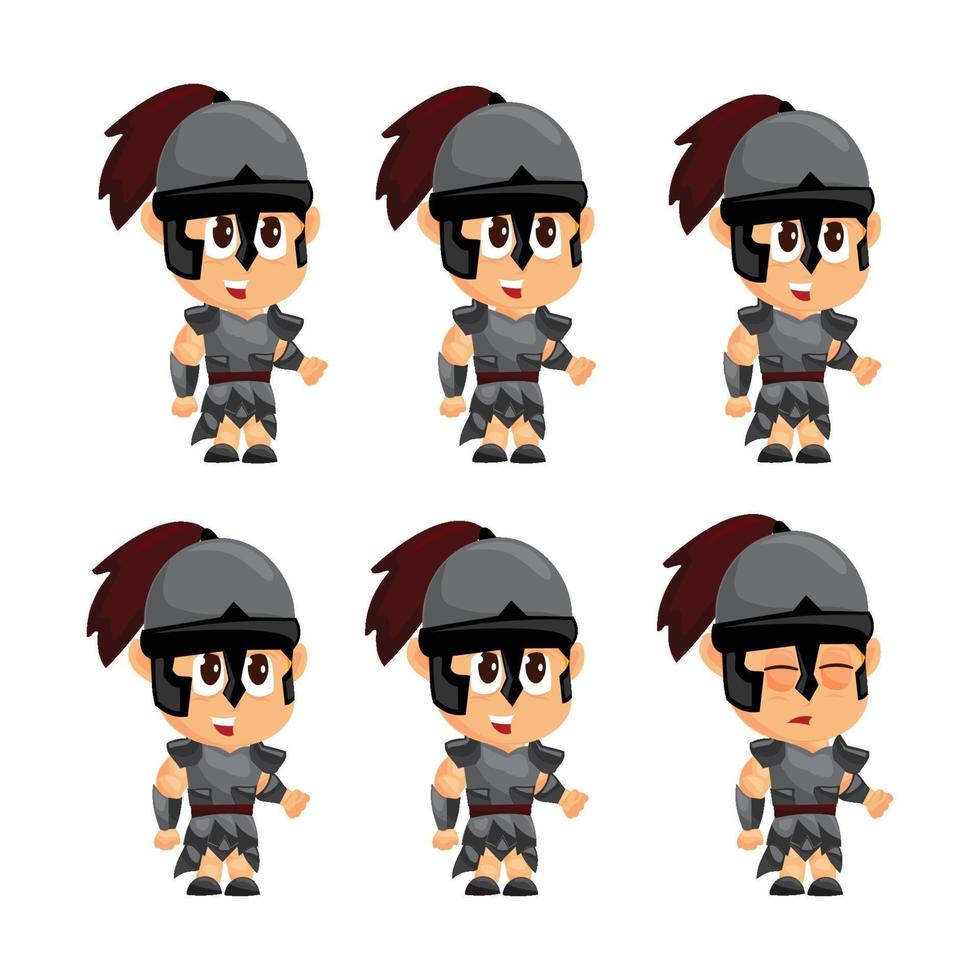 Spartan Cartoon Idle Game Character set vector