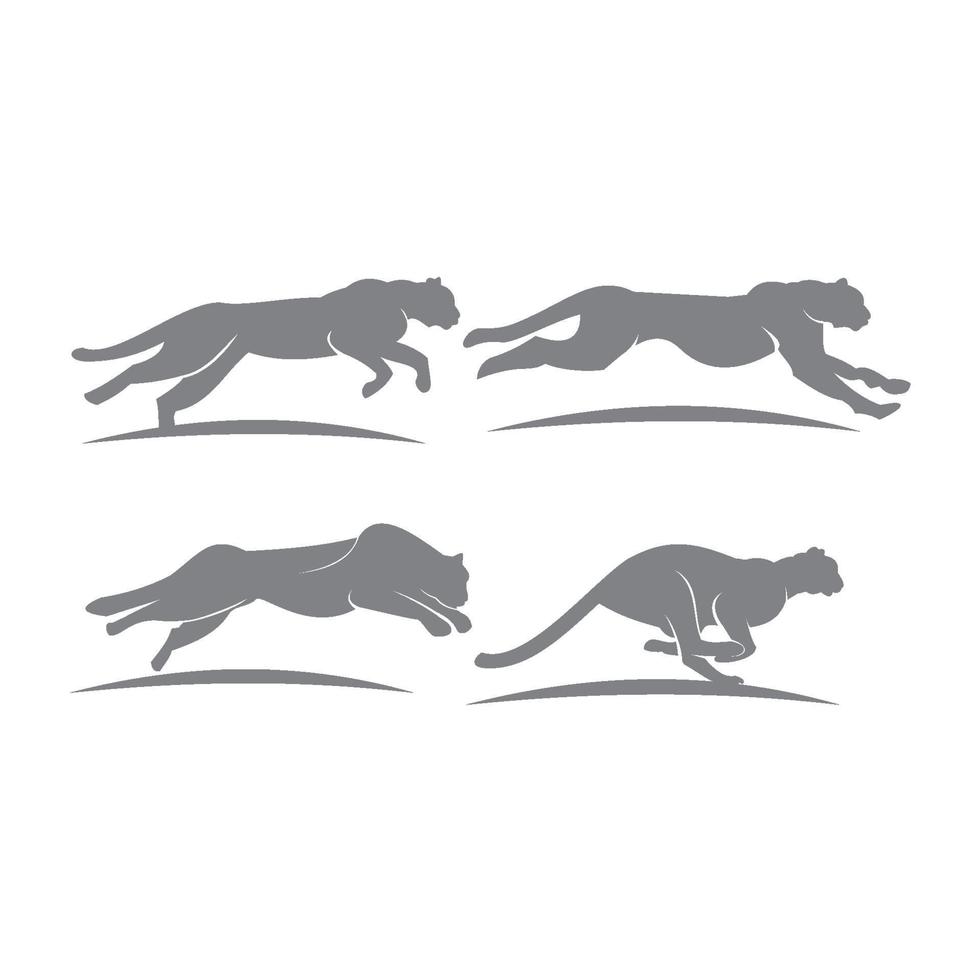 Cheetah silhouette set vector