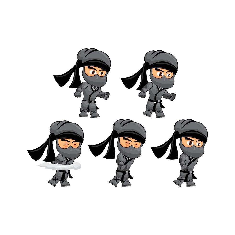 Ninja Game Character Set vector