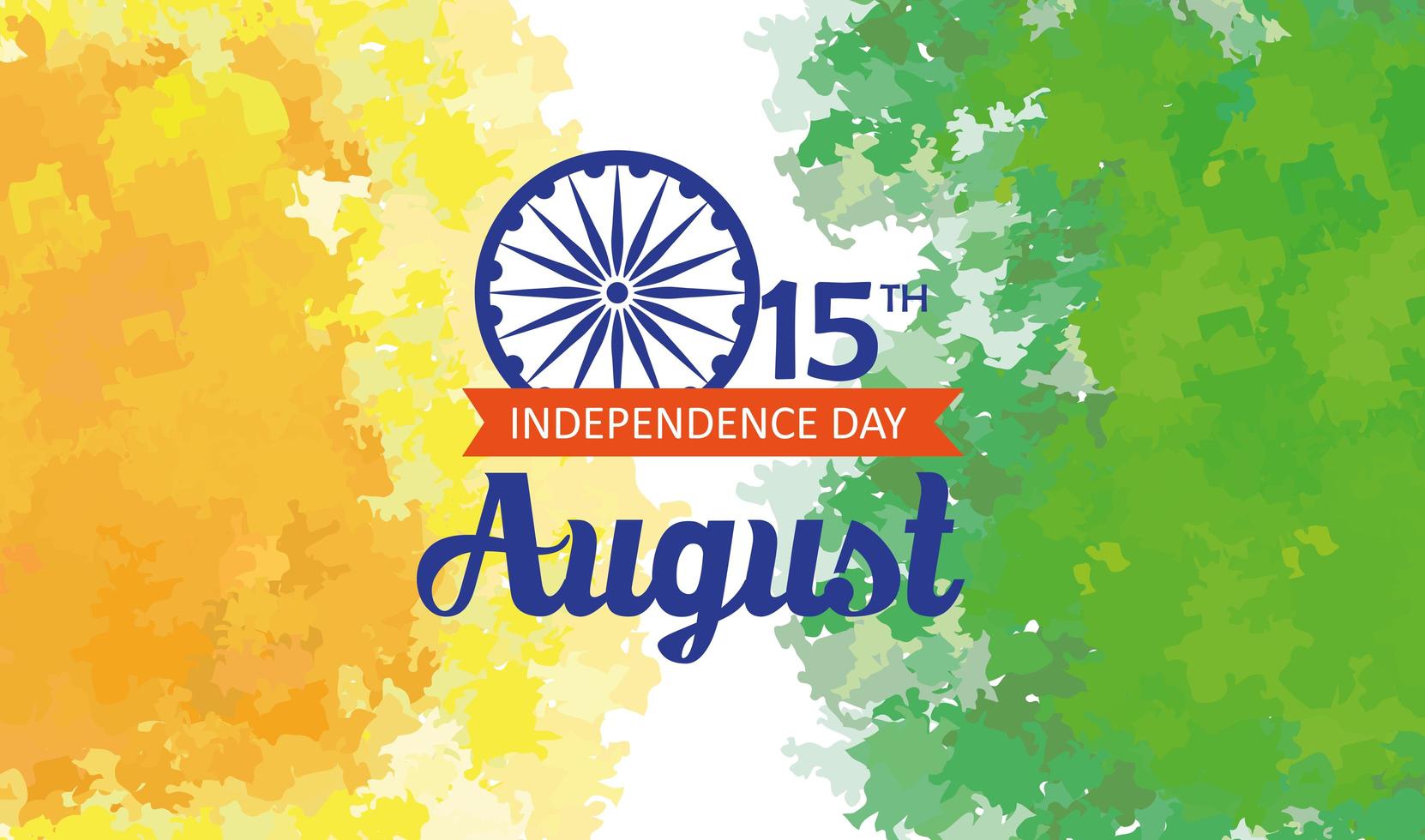 indian happy independence day, celebration 15 august, with ashoka wheel decoration vector