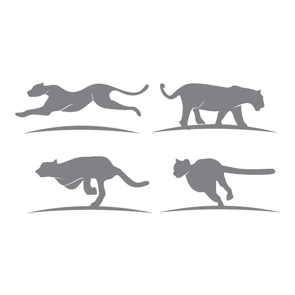 Cheetah silhouette set vector