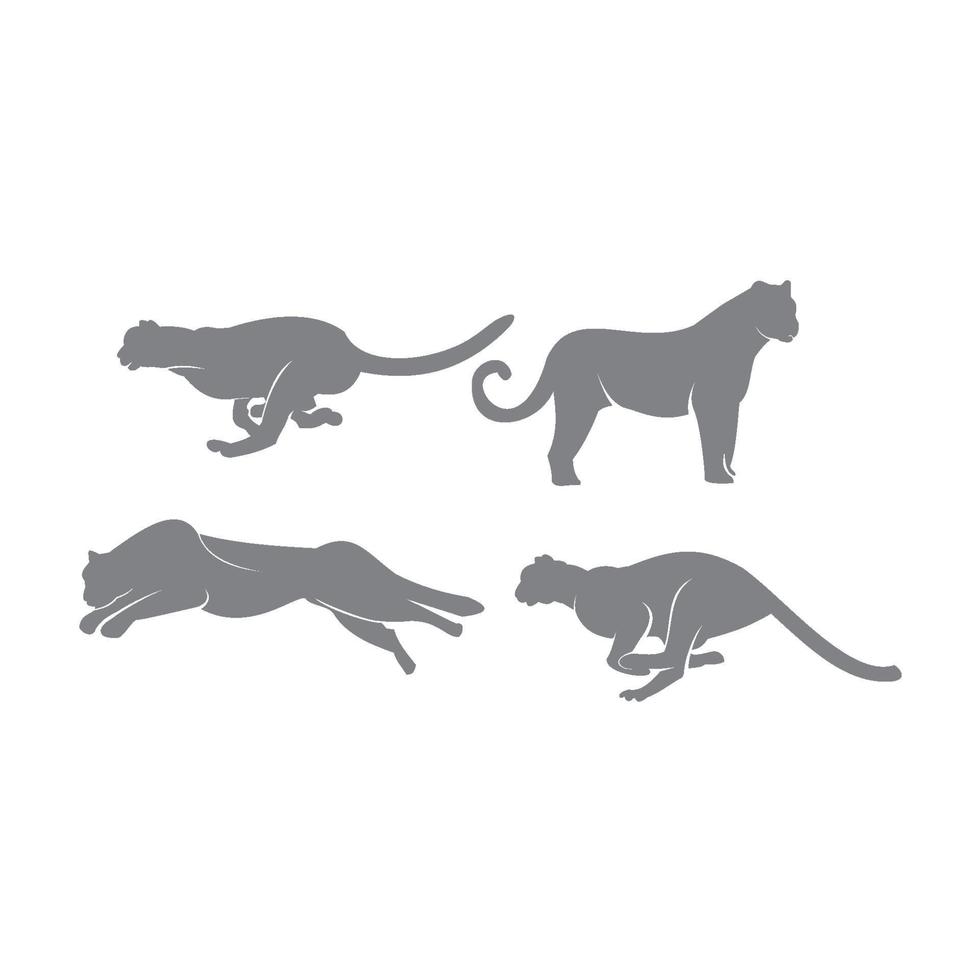 Cheetah Silhouette Set vector