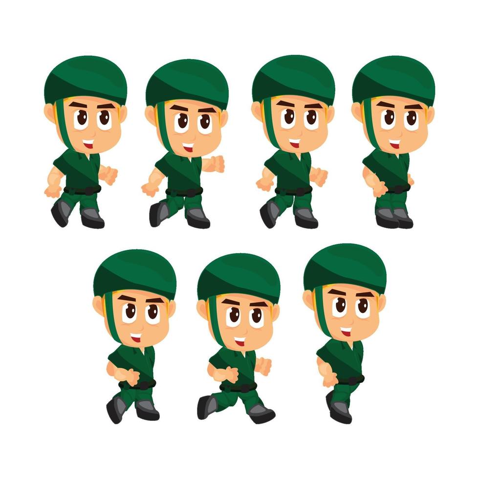 Soldier Running game character set vector