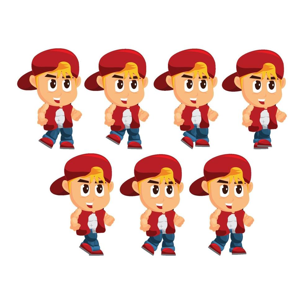 Boy Character with Hat Set vector