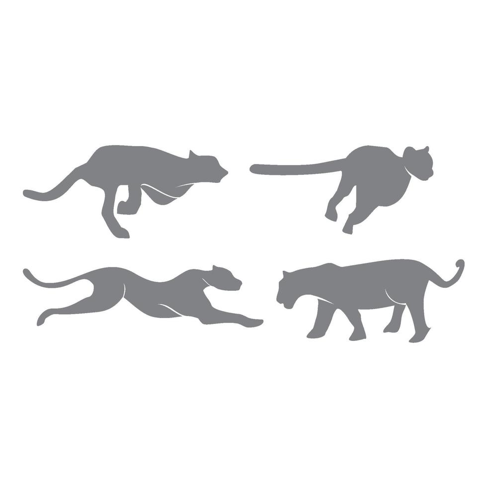 Cheetah silhouette set vector