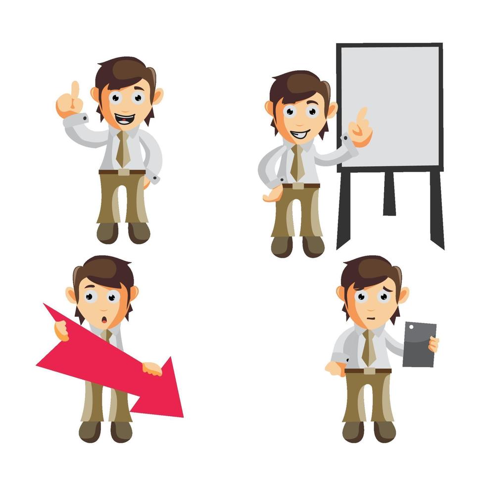 Business man cartoon character set vector