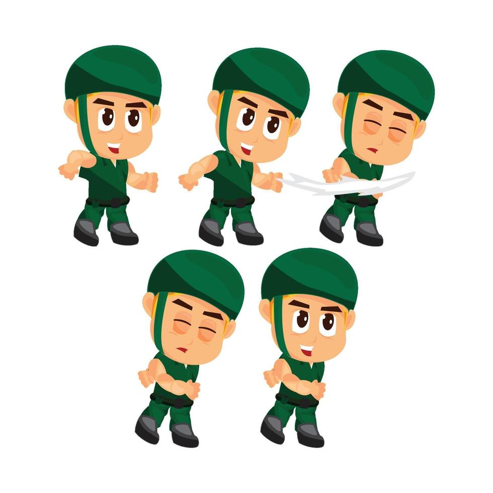 Soldier character fighting set vector