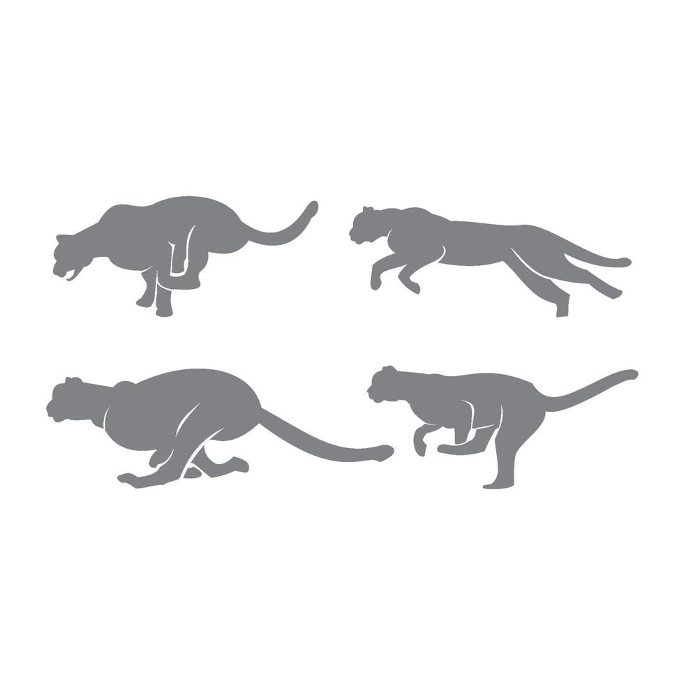 Cheetah silhouette set vector