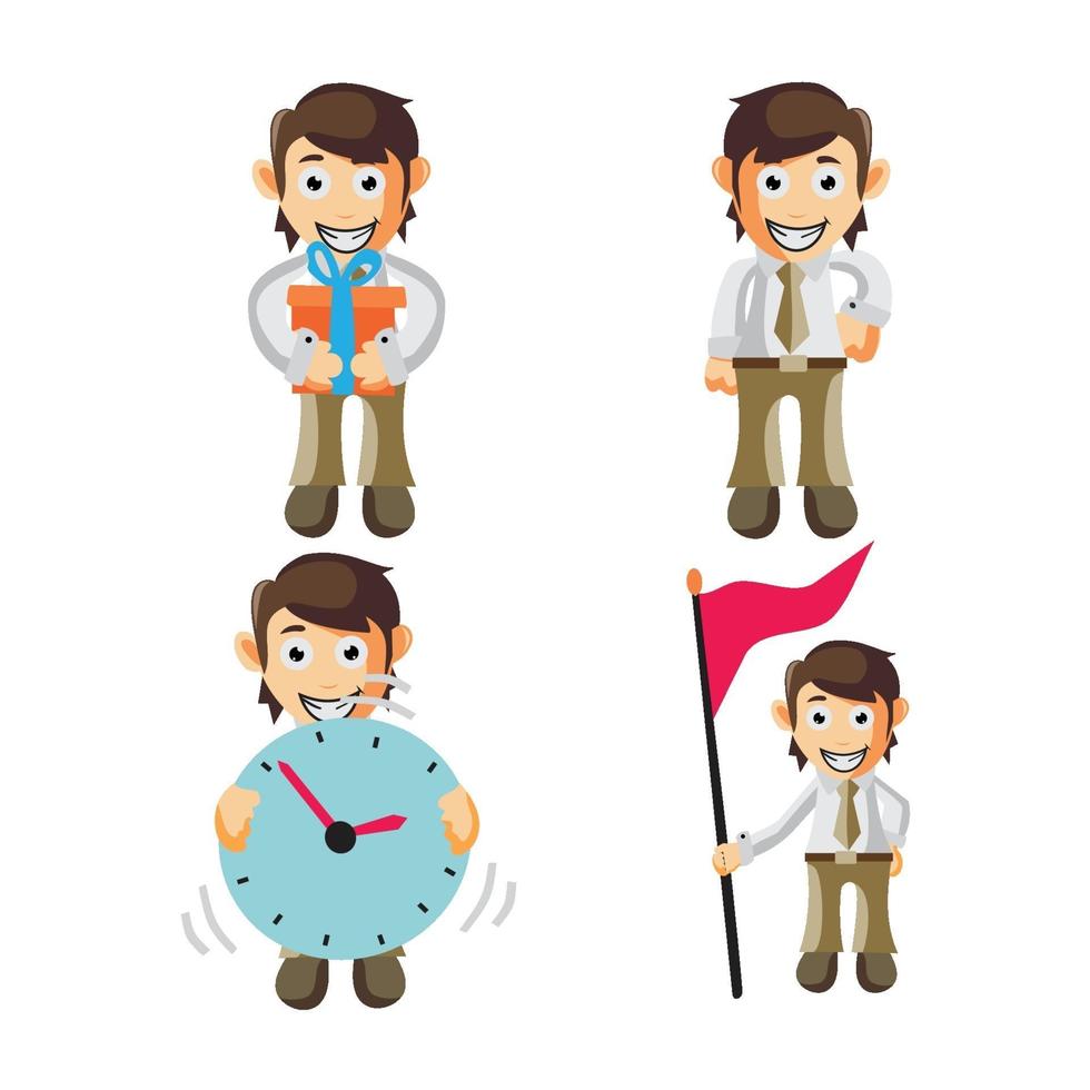 Business man cartoon character set vector