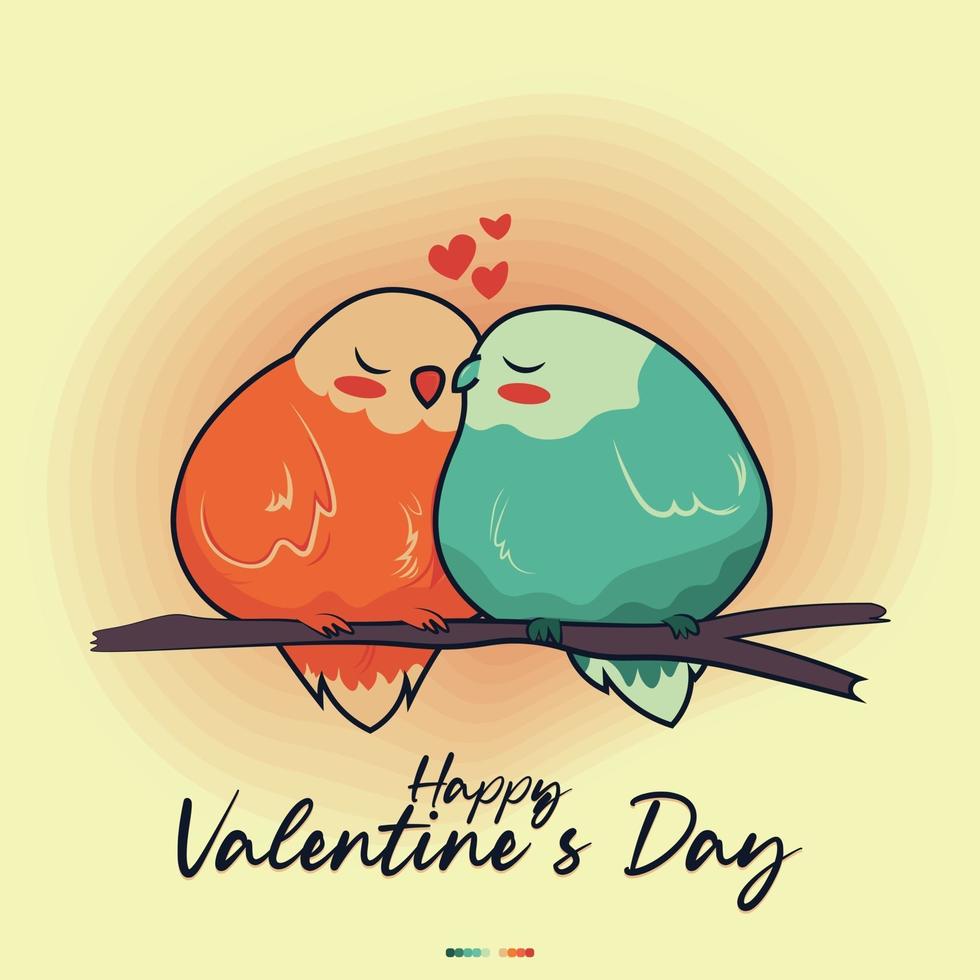 Cute valentine's day bird couple vector