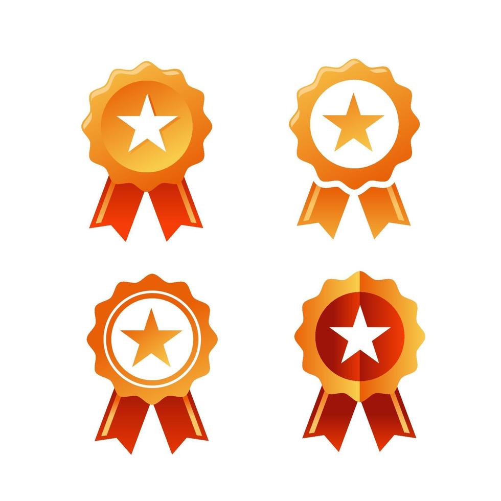 Flat icon design of a ribbon award badge with a star in center vector