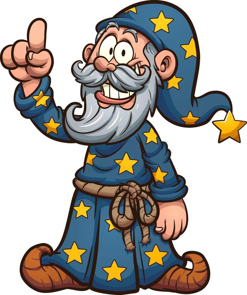 Happy wizard pointing vector