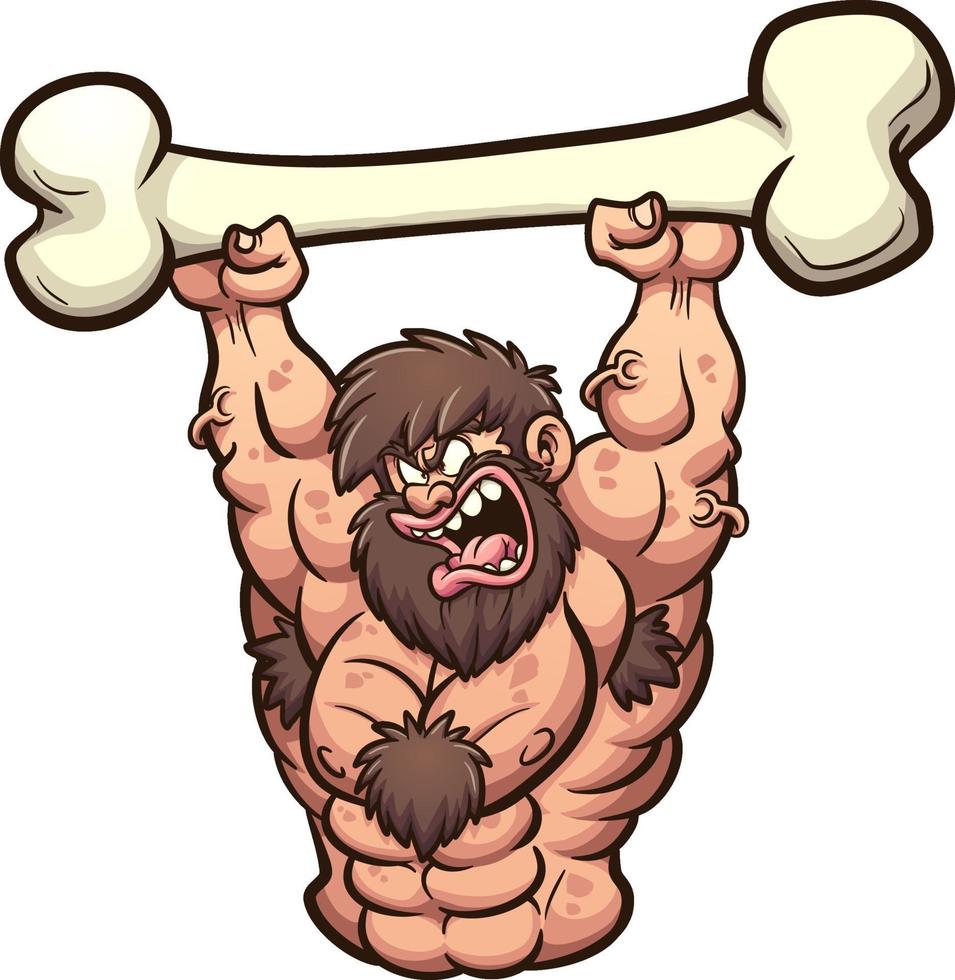 Strong angry caveman vector